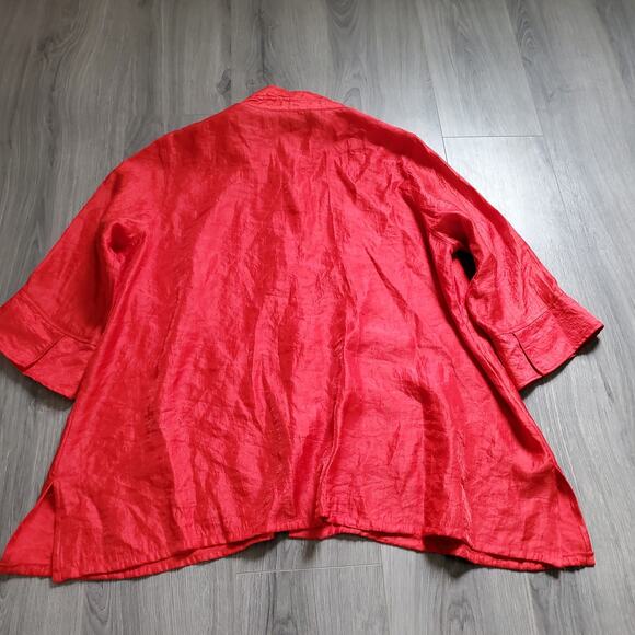 Ali Miles Shirt Womens 2X Mandarin Collar Button Front Lightweight Artsy Top - Picture 2 of 8